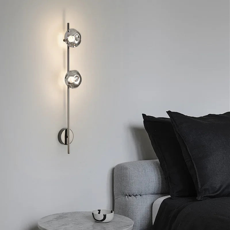 Minimalistische Wandlamp – Grijs Helder Glas & Goud/Zwart Metaal