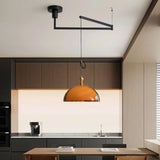 Rond Bruin Acryl Hanglamp Met Donker Hout Voor Eetkamer & Slaapkamer