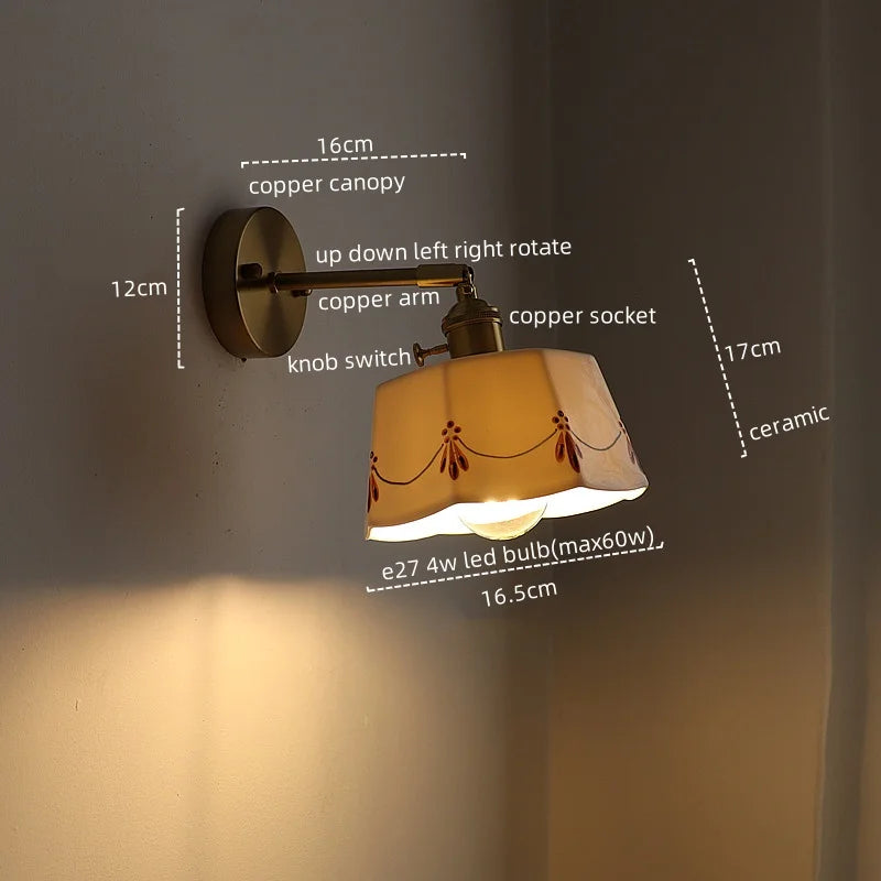 Wandlamp Keramiek & Koper – LED, Wit, E27, Up/Down, Moderne Stijl