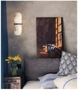 Marmeren Wandlamp – Luxe LED Sconce met Messing/Goud Afwerking