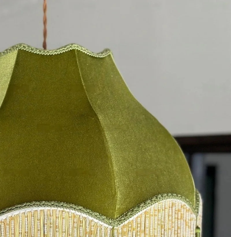 LED Hanglamp Groen Stoffen Kwast – Vintage Voor Woonkamer & Café