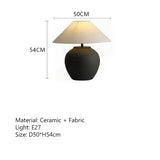 Nordic Wabi Sabi Keramische Tafellamp met Stoffen Kap – LED