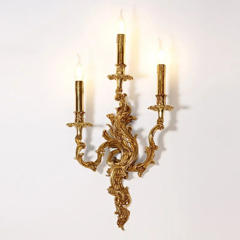 Koperen Wandlamp Retro Frans – 2-lichts LED, E14, Villa & Slaapkamer