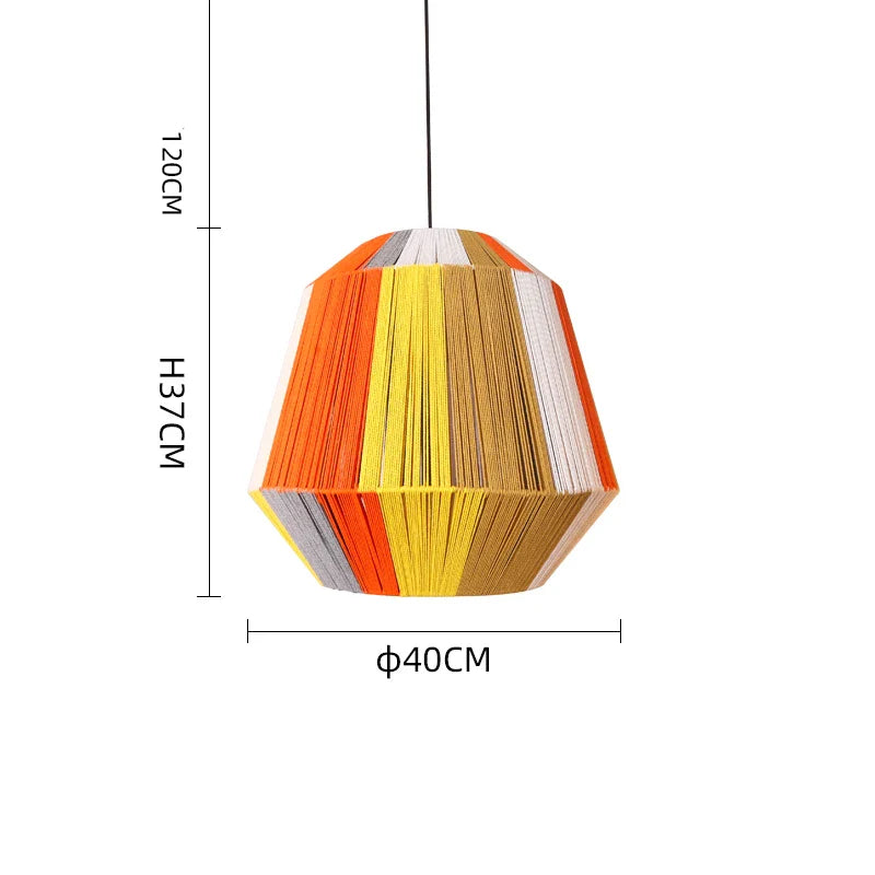BonLumi Naturé – Retro Bonbon Hanglamp van Henneptouw en Rotan