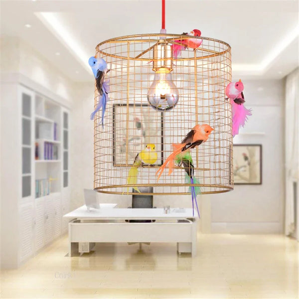 Nordic LED Birdcage Hanglamp Goud – Art Deco Restaurant & Woonkamer