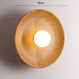 Japanse Houten Wandlamp – Ronde LED Sconce Slaapkamer/Woonkamer