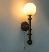LED Wandlamp Glas & Hout – Vintage Bedlamp voor Woonkamer