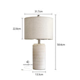 Retro Keramische Tafellamp met Stoffen Kap – LED E27 – Modern Design