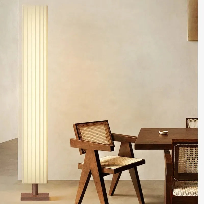 Moderne Stoffen LED Vloerlamp – Houten Staande Lamp voor Woonkamer