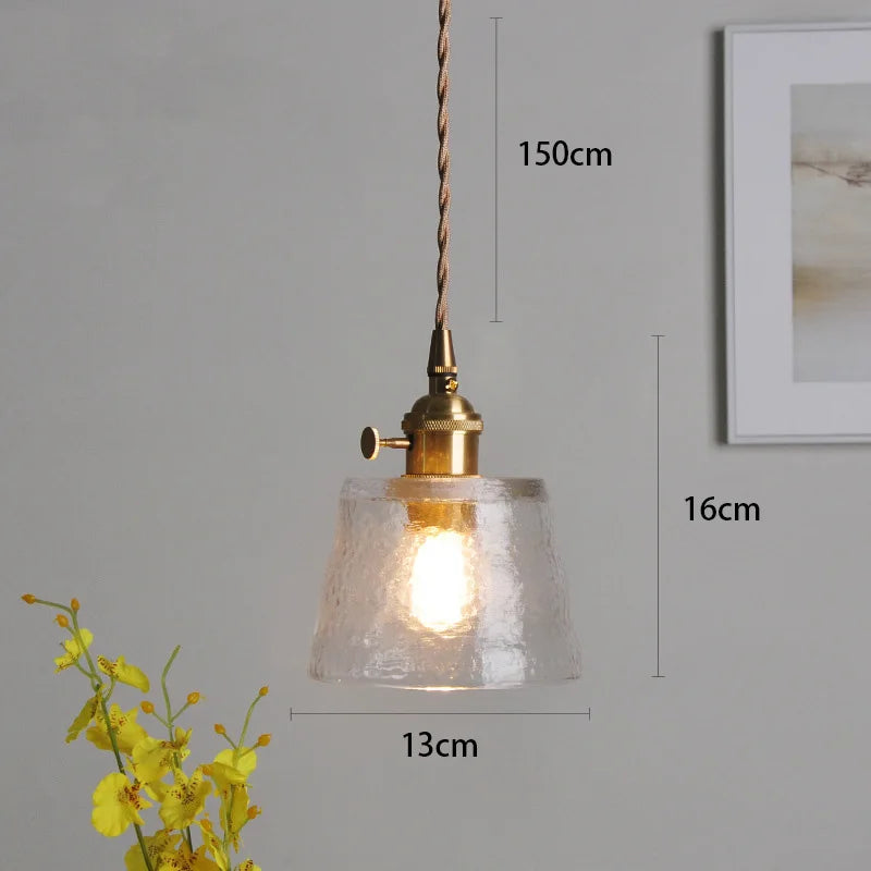 Nordic Japans Glazen Hanglamp Polished Copper Voor Slaapkamer & Eettafel