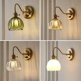 Japanse Retro Bloem Glazen Wandlamp E27 LED Bedlamp Modern Nordic
