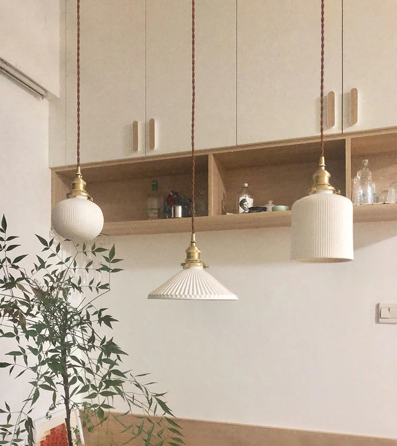 Japanse Keramische Hanglamp – Scandinavische Witte Plafondlamp E27