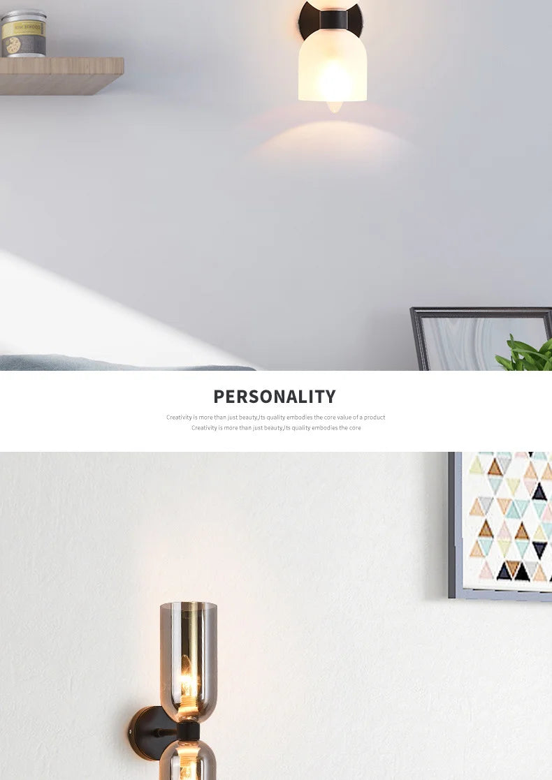 Nordic Wandlamp Glas – Moderne Slaapkamer & Woonkamer Wandverlichting
