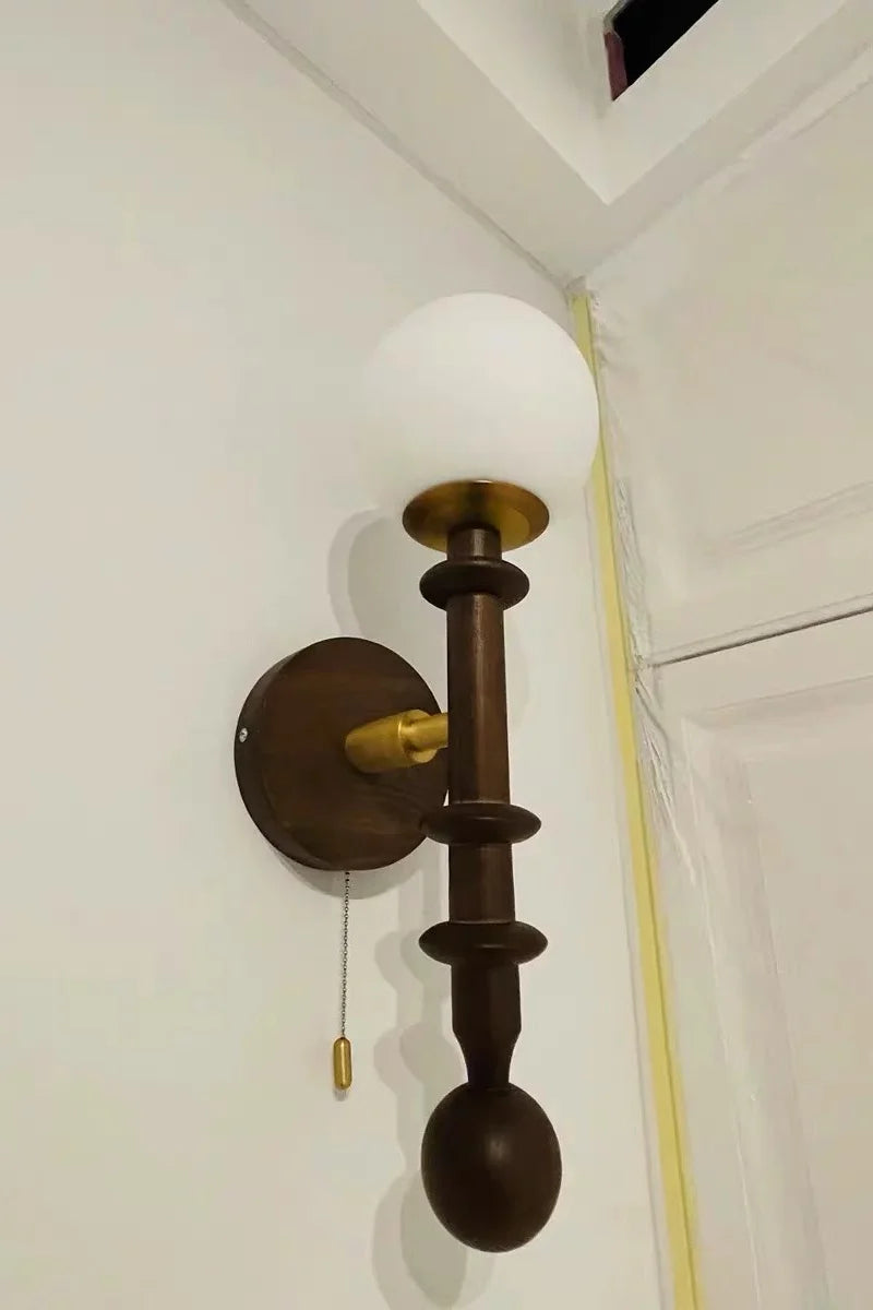 LED Wandlamp Glas & Hout – Vintage Bedlamp voor Woonkamer