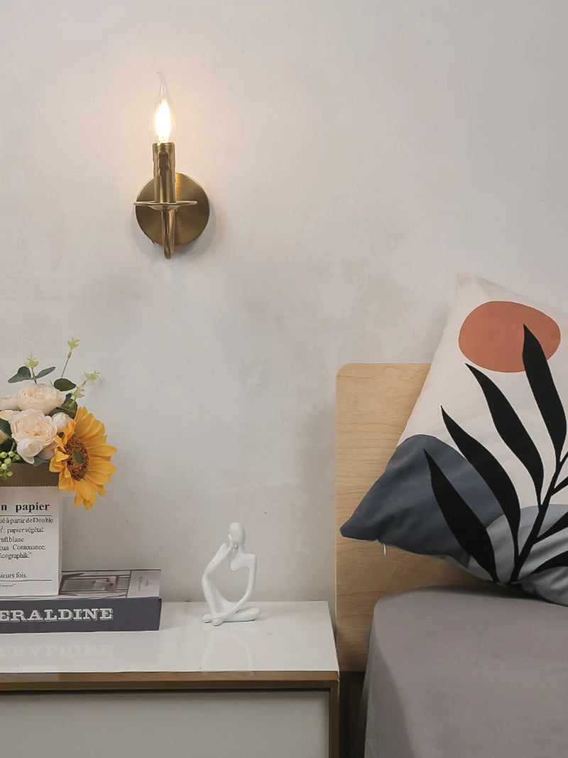 Nordic Wandlamp Kaarsstijl Retro Metaal E14 Slaapkamer Bedlamp
