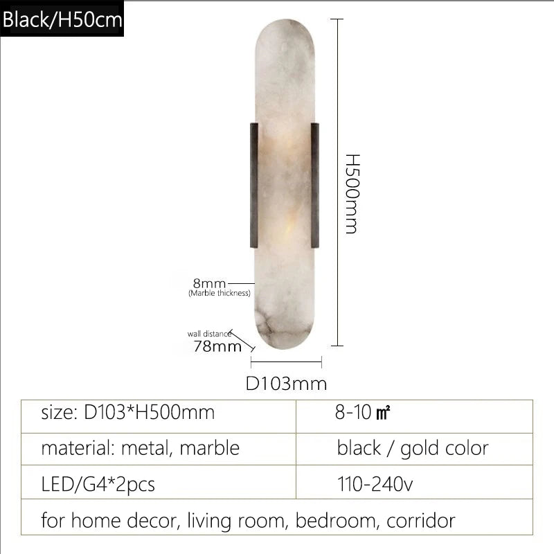 Marmeren Wandlamp – Moderne LED Sconce Zwart/Goud G4 Fitting