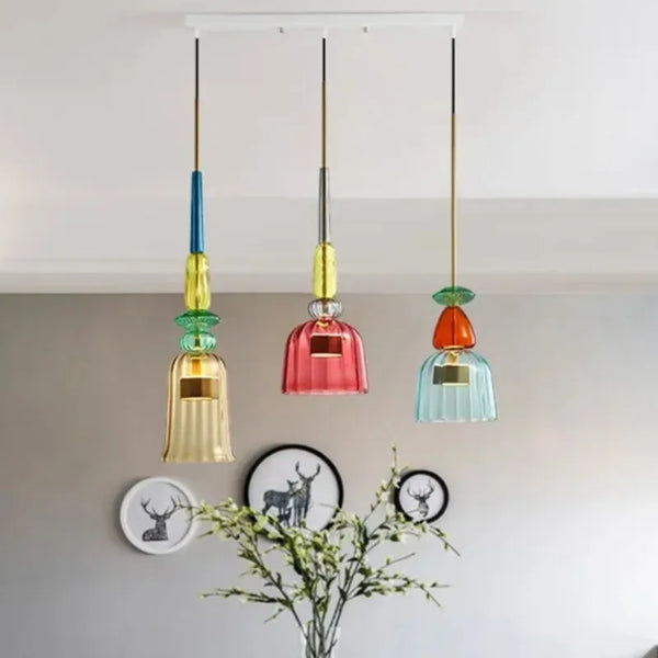 Moderne LED glazen hanglamp – kleurrijk design voor keuken & eetkamer