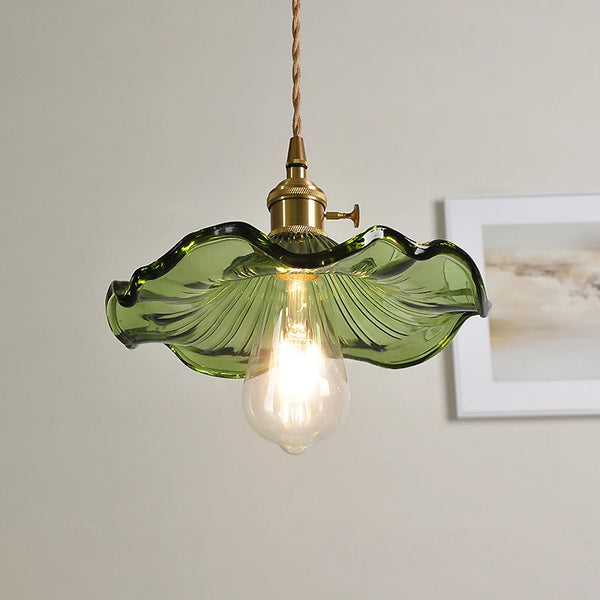 Groene Glazen Hanglamp – Vintage Moderne Plafondlamp E27