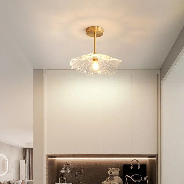 Moderne Plafondlamp Glas Bloem Goud E27 Voor Slaapkamer, Keuken & Hal