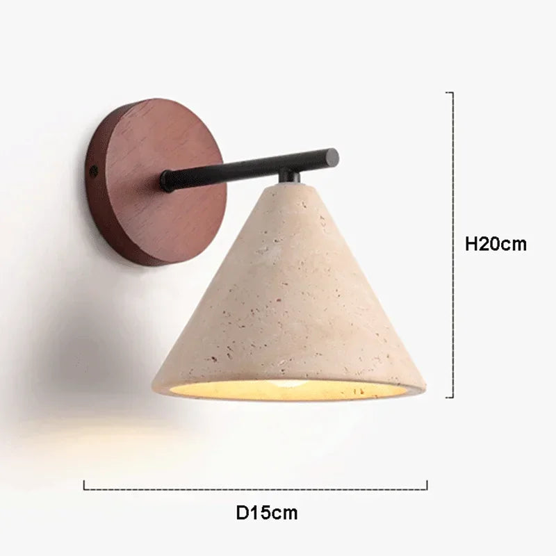 Travertin Wandlamp met E27 Fitting – Natuursteen & Hout Beige
