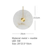 Ronde Marmeren Wandlamp – Nordic Minimalistisch LED Bedlamp