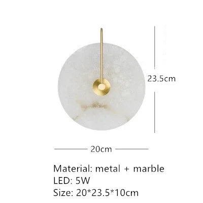 Ronde Marmeren Wandlamp – Nordic Minimalistisch LED Bedlamp