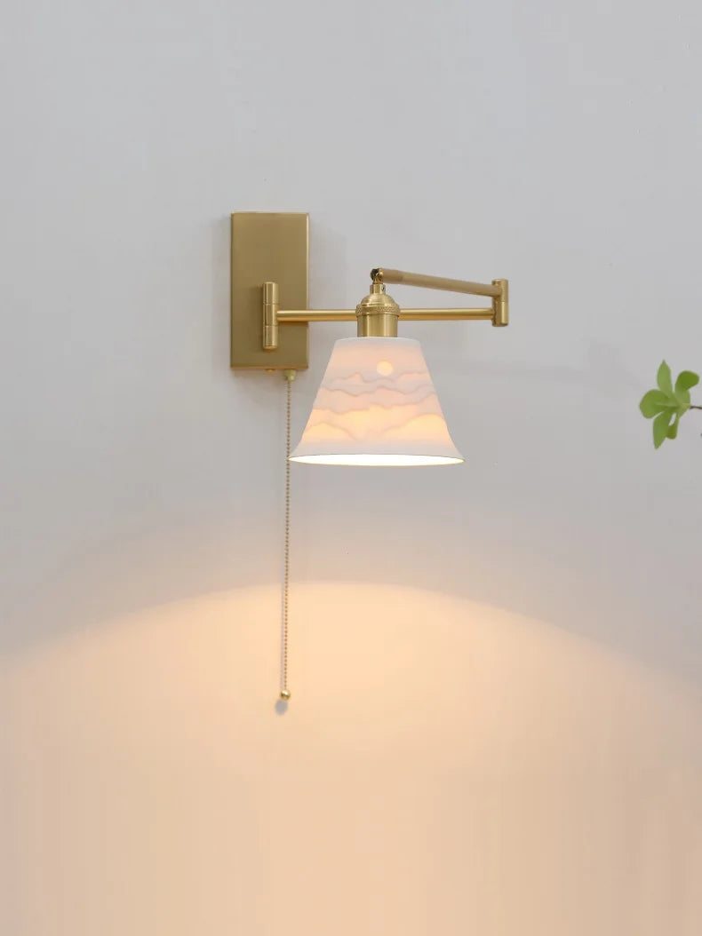 Nordic LED Wandlamp Keramiek – Moderne Sconce met Trekschakelaar