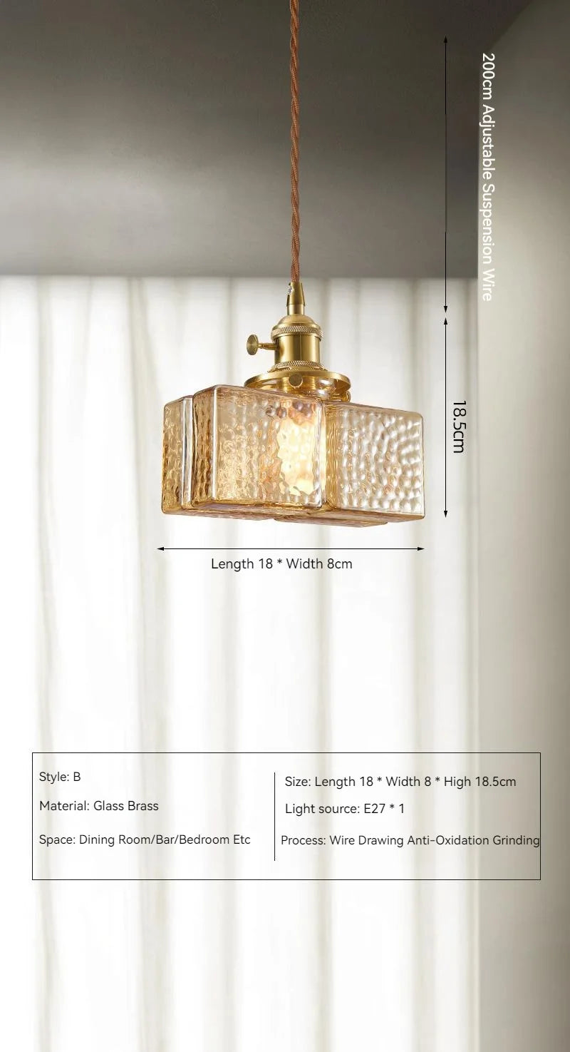 Japanse Vintage Glazen Hanglamp Brass LED Voor Slaapkamer & Eettafel