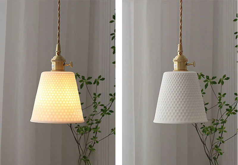 Japanse Keramische Hanglamp – Scandinavische Witte Plafondlamp E27