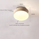 Wabi-Sabi Plafondlamp – Travertin Steen LED Ø12cm/Ø15cm