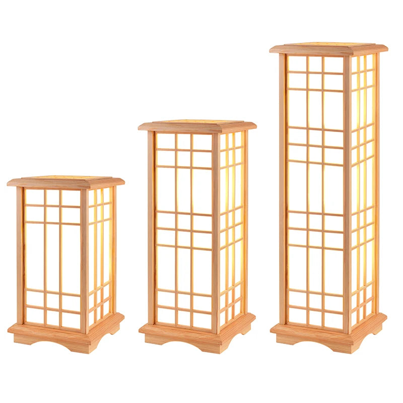 Japanse Houten Vloerlamp – LED Staande Lamp E27 3 Maten