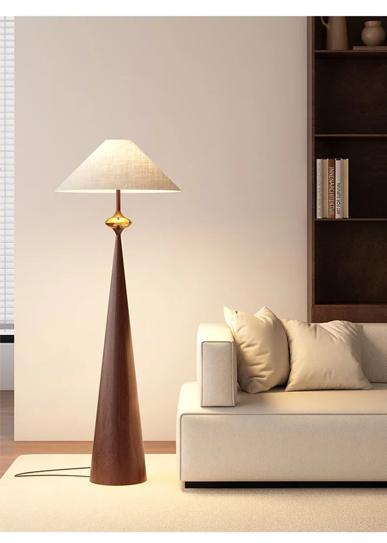Wabi-Sabi Vloerlamp – Minimalistisch Japans Design met Stoffen Kap