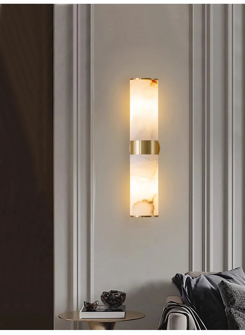 Albast Marmeren Wandlamp – Luxe Messing LED Sconce Modern
