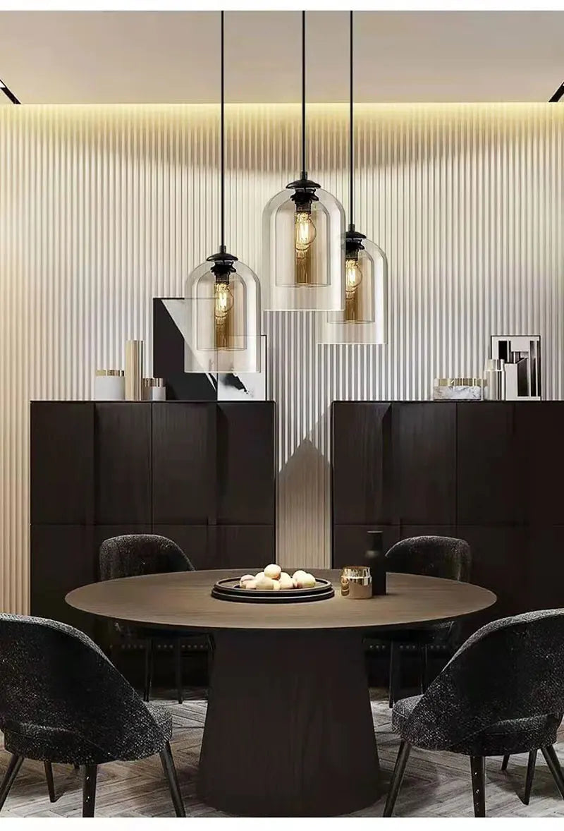 Retro E27 Hanglamp – Glazen Plafondlamp voor Keuken, Slaapkamer & Hal