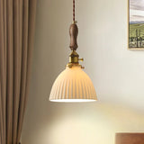 Nordic LED Wandlamp Keramiek & Koper met Walnoot Handvat