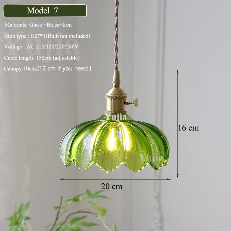 Groene Glazen Hanglamp – Vintage Moderne Plafondlamp E27