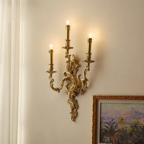 Koperen Wandlamp Retro Frans – 2-lichts LED, E14, Villa & Slaapkamer