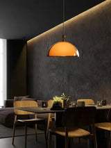 Rond Bruin Acryl Hanglamp Met Donker Hout Voor Eetkamer & Slaapkamer