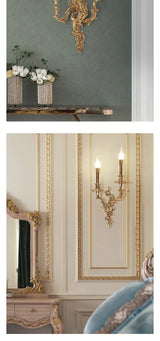Koperen Wandlamp Retro Frans – 2-lichts LED, E14, Villa & Slaapkamer