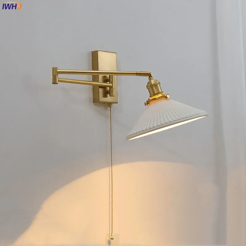 Nordic LED Wandlamp Keramiek – Moderne Sconce met Trekschakelaar