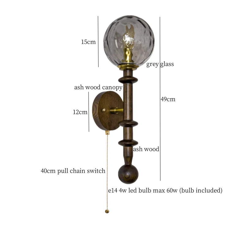 LED Wandlamp Glas & Hout – Vintage Bedlamp voor Woonkamer