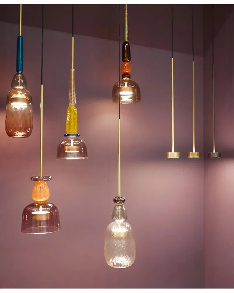 Moderne LED glazen hanglamp – kleurrijk design voor keuken & eetkamer