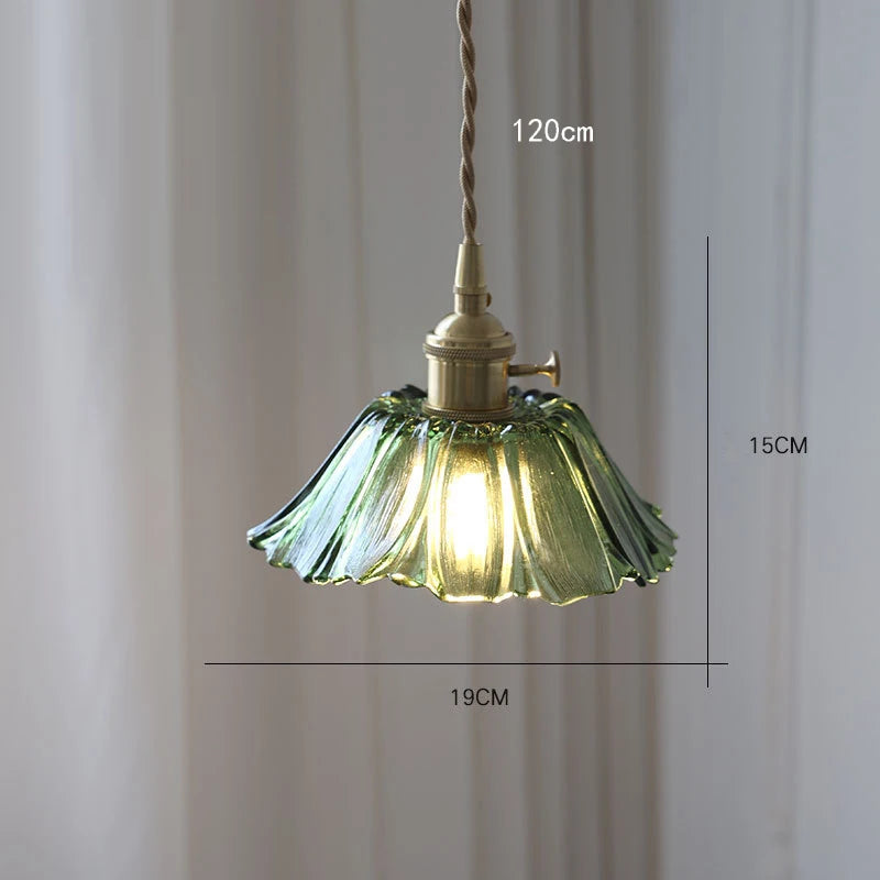Vintage Bloem Hanglamp Glas E27 Voor Woonkamer, Slaapkamer & Bedside