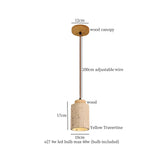 Mid Century LED Hanglamp Hout & Geel Travertijn – Modern Design