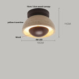 Nordic Plafondlamp LED Travertin & Hout – Modern Ellips Design
