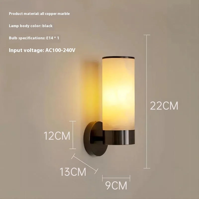 Albast Marmeren Wandlamp – Luxe Messing LED Sconce Modern