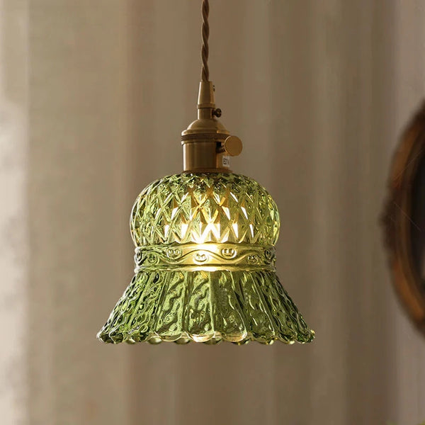 Groene Glazen Hanglamp – Vintage Moderne Plafondlamp E27
