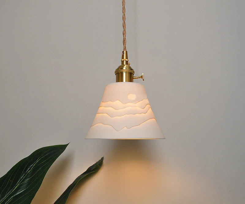 Japanse Keramische Hanglamp – Scandinavische Witte Plafondlamp E27
