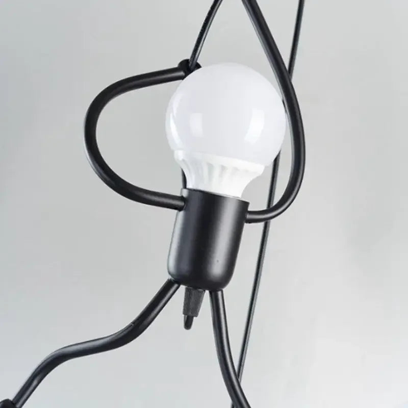 Vintage Iron Chandelier LED E27 Voor Woonkamer & Kinderkamer Zwart