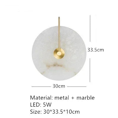 Ronde Marmeren Wandlamp – Nordic Minimalistisch LED Bedlamp